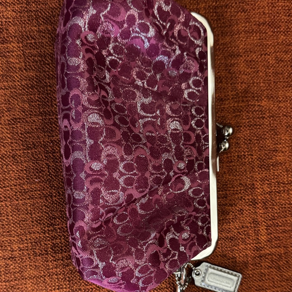 Coach Metallic Purple Wristlet Clutch